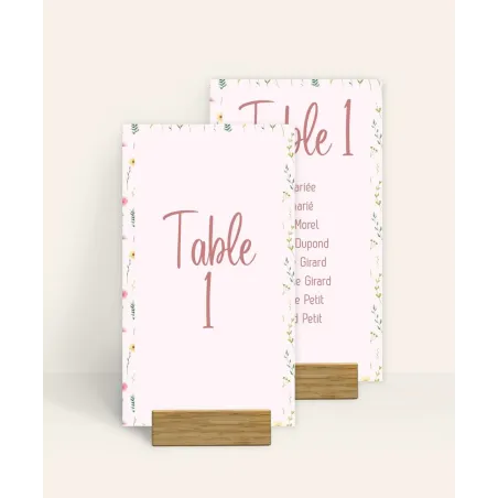 Numéro de table mariage Rose fleurie