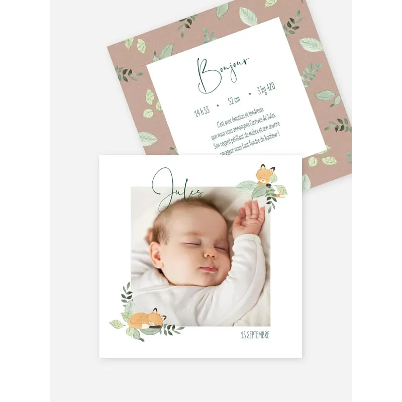 Faire-part de naissance Bois dormant