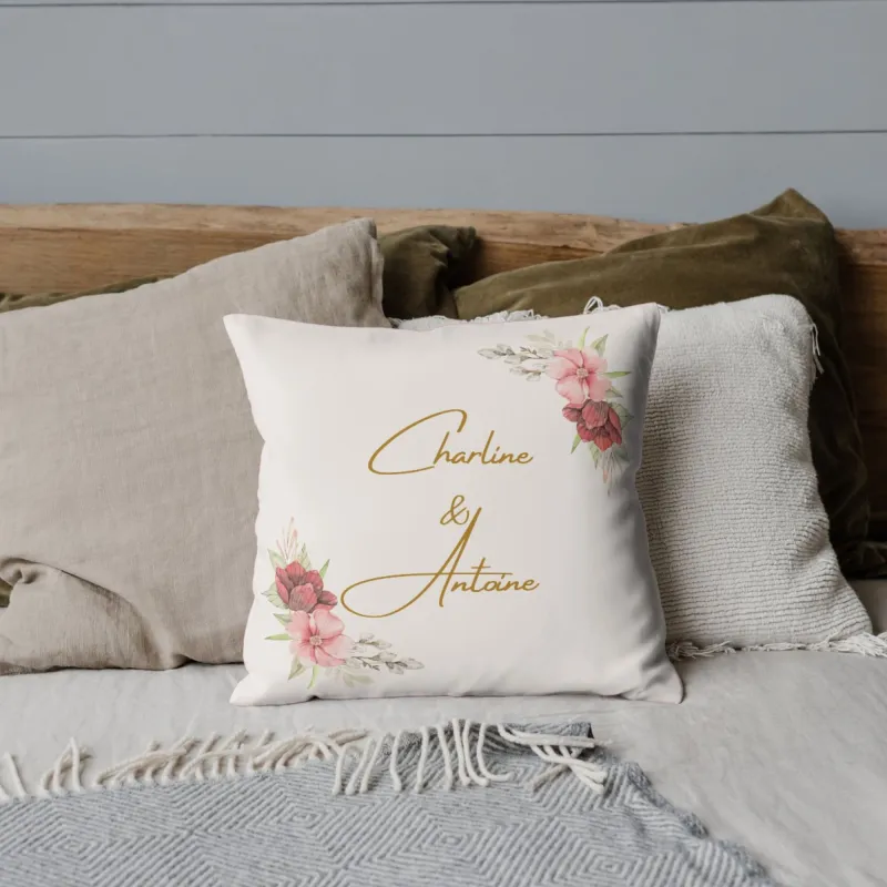 Coussin Fleurs en or