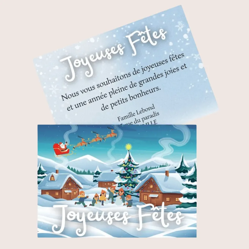 Carte de voeux Village en hiver