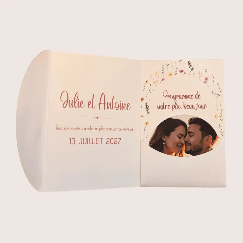 Faire-part de mariage Rose fleurie