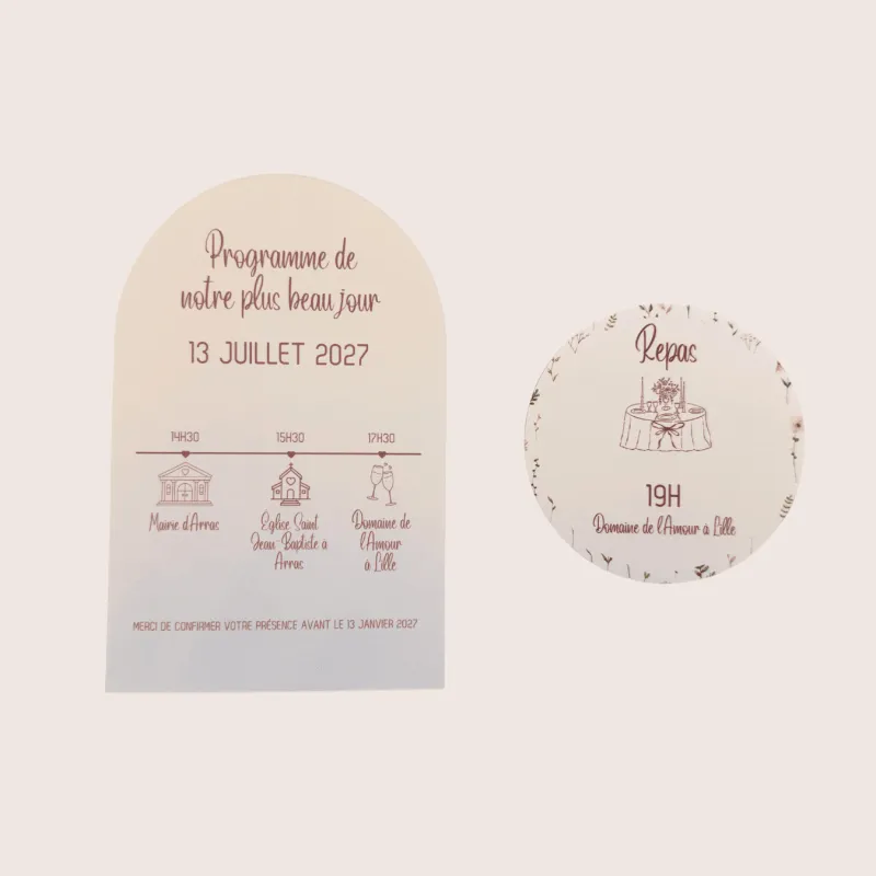 Faire-part de mariage Rose fleurie