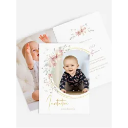 Faire-part de baptême Fleurs Roses