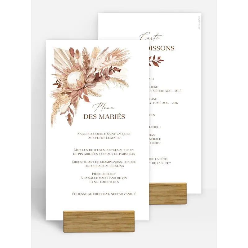 Menu de mariage Bohemian Bouquet