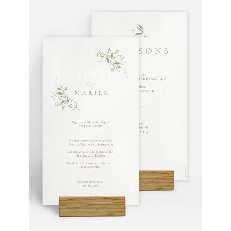 Menu de mariage Beauty of Nature