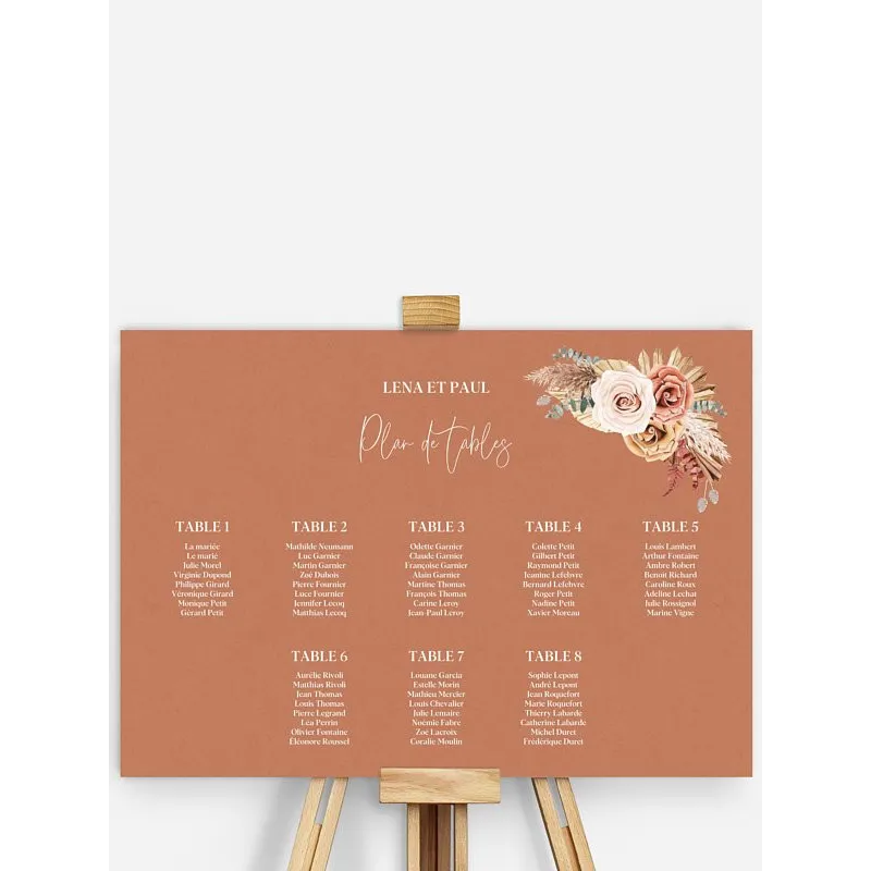Plan de tables mariage Esprit bohémien