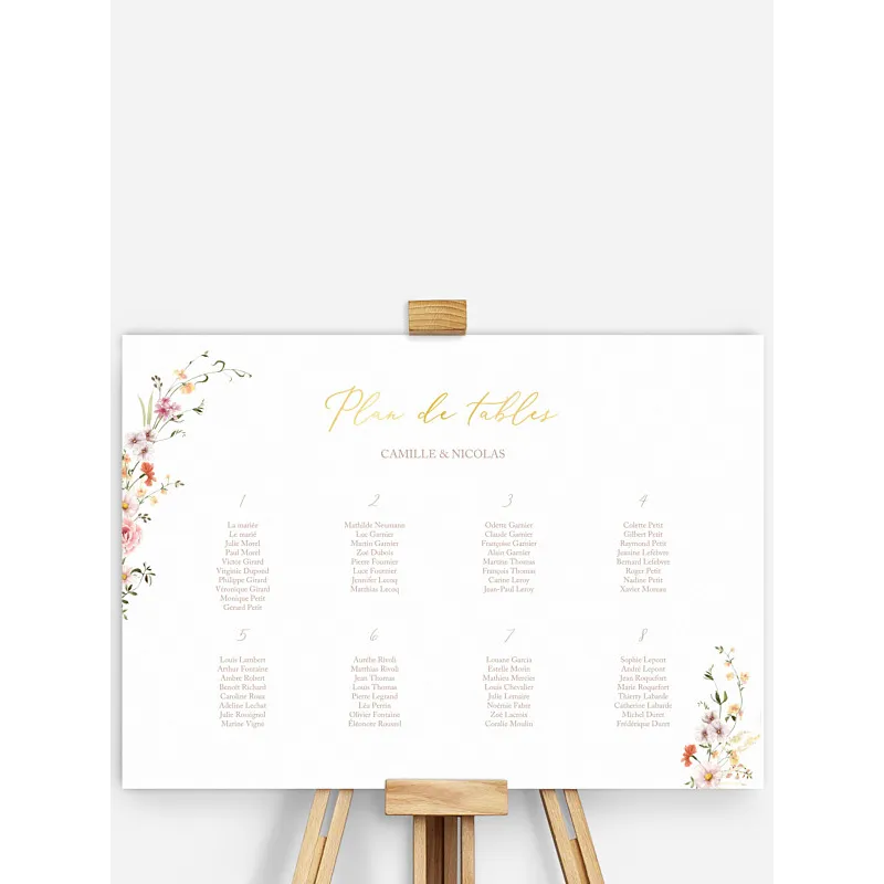 Plan de tables mariage Arche de fleurs