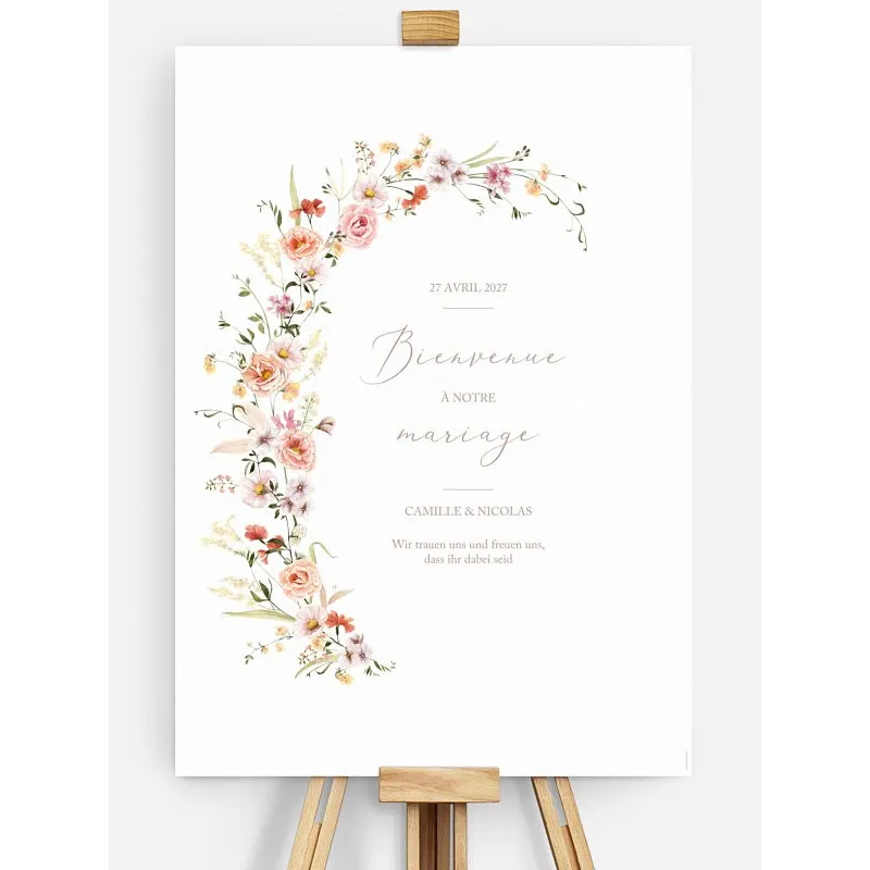 Panneau de bienvenue mariage Arche de fleurs