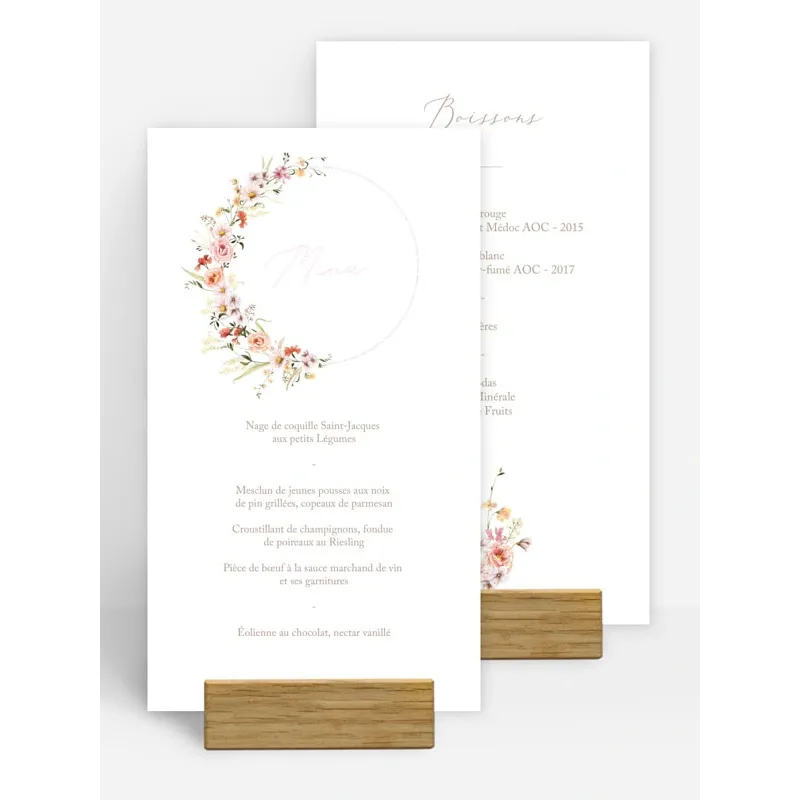 Menu de mariage Arche de fleurs