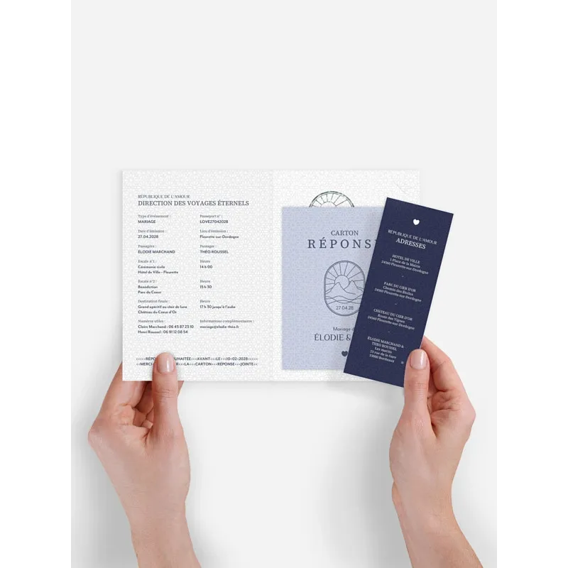 Faire-part de mariage Passeport pour le bonheur