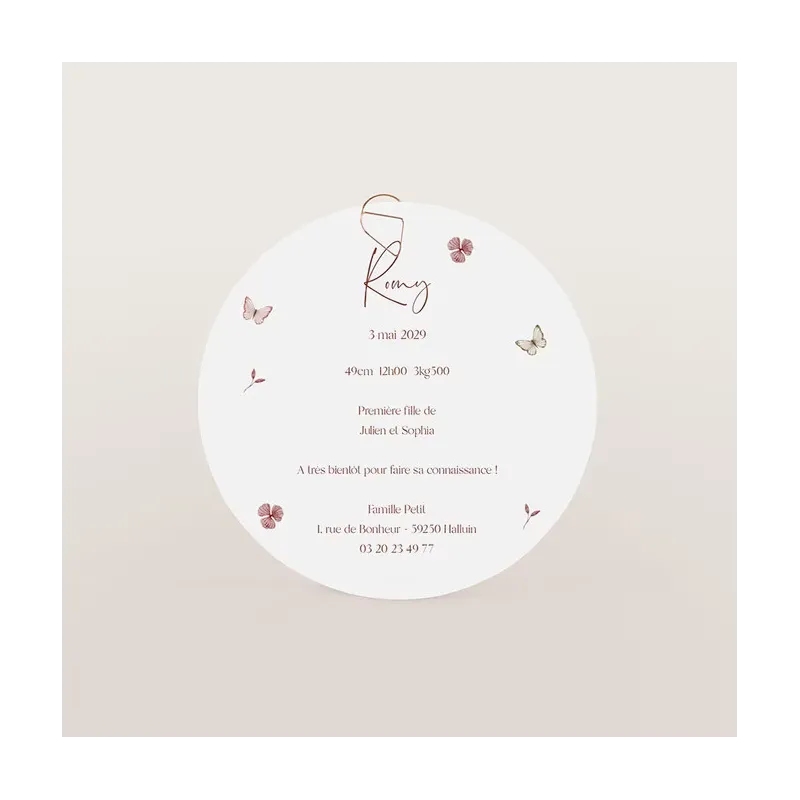 Faire-part de naissance Petits papillons