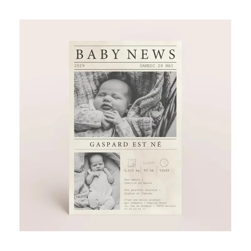 Faire-part de naissance Journal