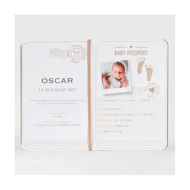 Faire-part de naissance Passeport