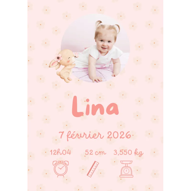 Affiche naissance Lapin