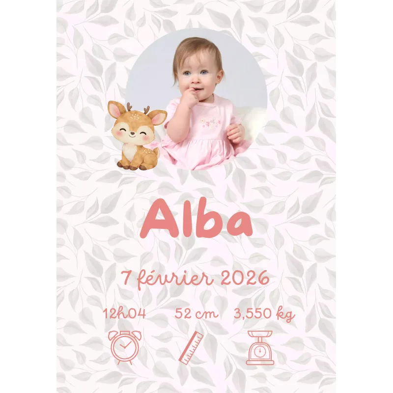 Affiche naissance Faon