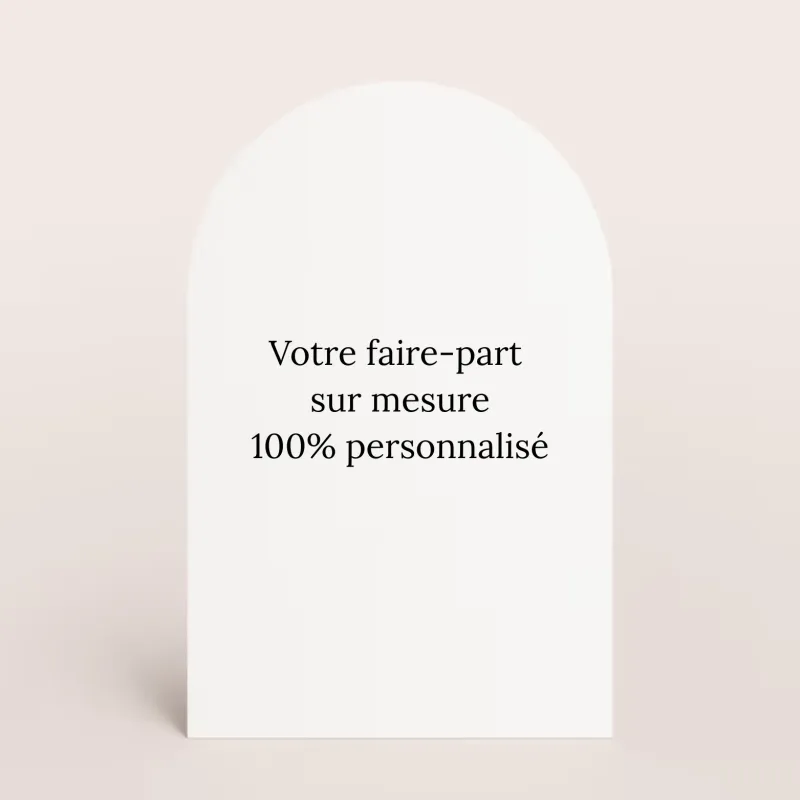 Faire-part simple - portrait avec une forme en arche (11 x 17 cm)