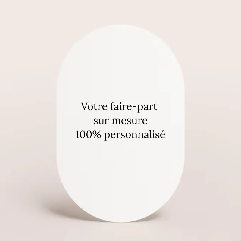 Faire-part simple - portrait avec une forme ovale (11 x 17 cm)