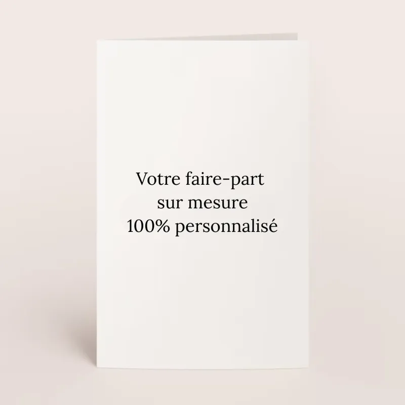 Faire-part 2 volets - portrait avec bords droits (11 x 17 cm)