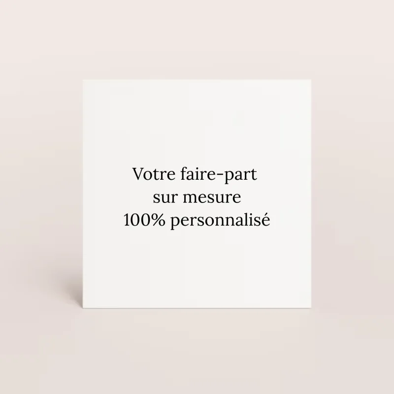 Faire-part simple - carré avec bords droits (14,7  x 14,7 cm)