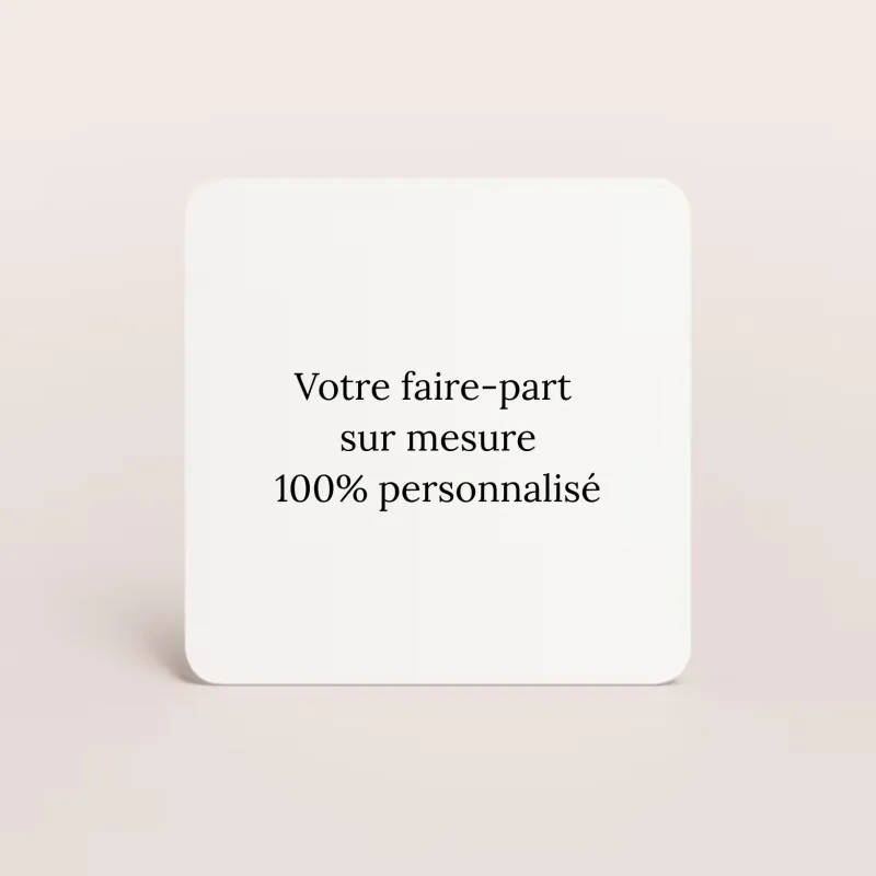 Faire-part simple - carré avec bords arrondis (14,7 x 14,7 cm)