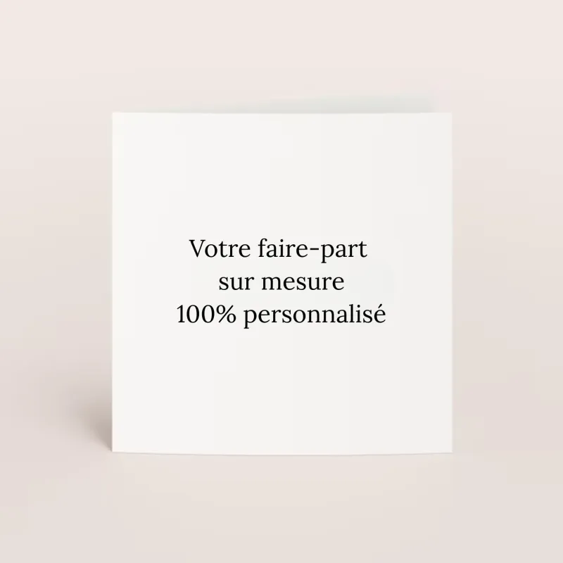 Faire-part 2 volets - carré avec bords droits (14,7  x 14,7 cm)