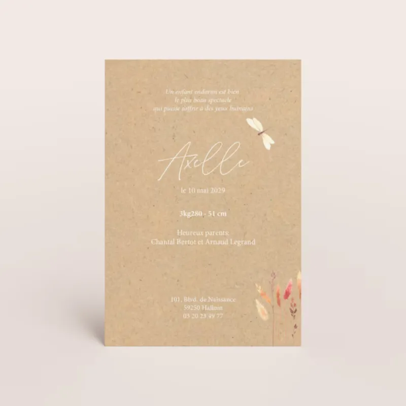 Faire-part de naissance Jardin romantique