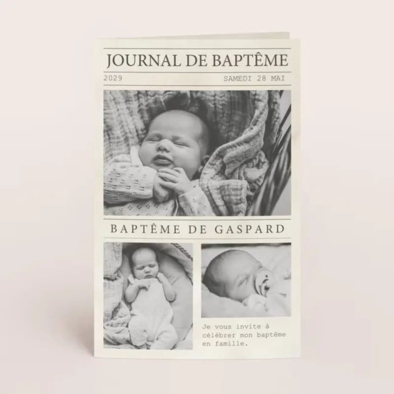 Faire-part de baptême Journal
