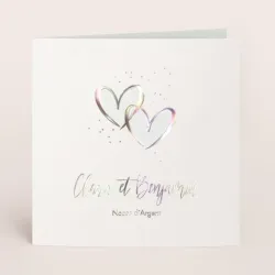 Invitation anniversaire mariage Coeurs enlacés en holographie - Noces d'Argent