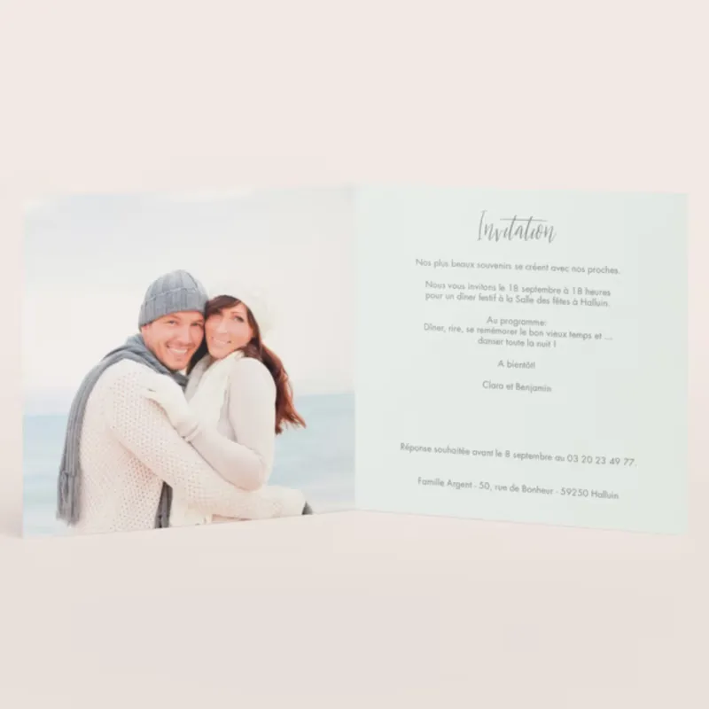 Invitation anniversaire mariage Coeurs enlacés en holographie - Noces d'Argent