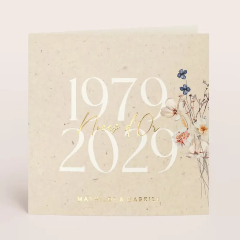 Invitation anniversaire mariage Chic et dorure - Noces d'Or