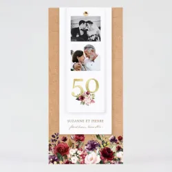 Invitation anniversaire mariage Photomaton fleuri - Noces d'Or