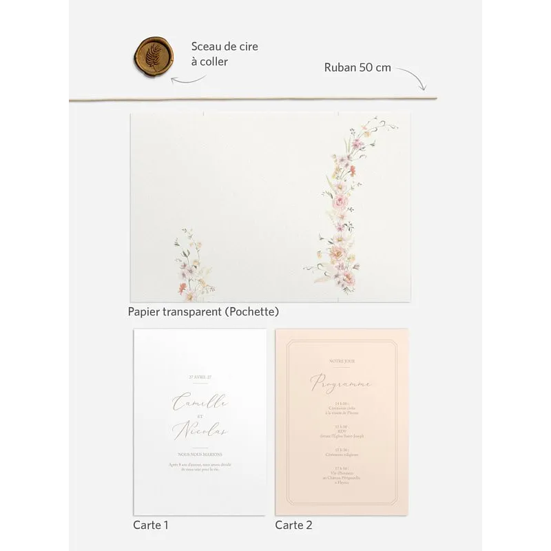 Faire-part de mariage Arche de fleurs
