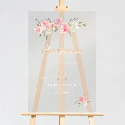 Panneau de bienvenue mariage Champêtre en plexiglas