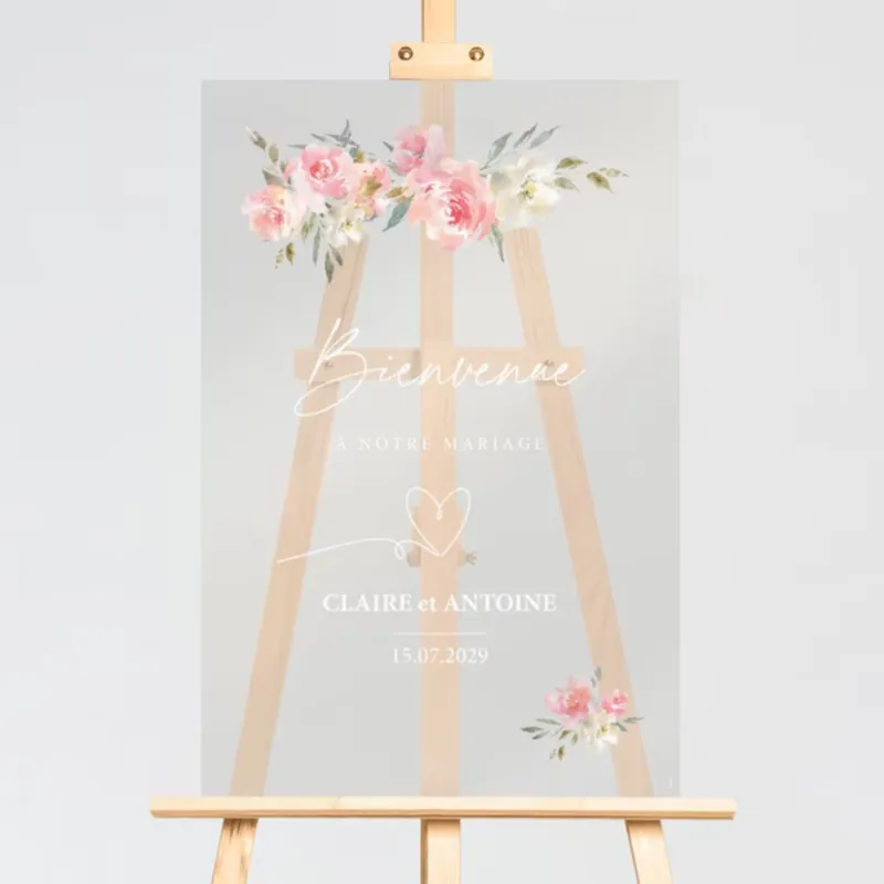 Panneau de bienvenue mariage Champêtre en plexiglas