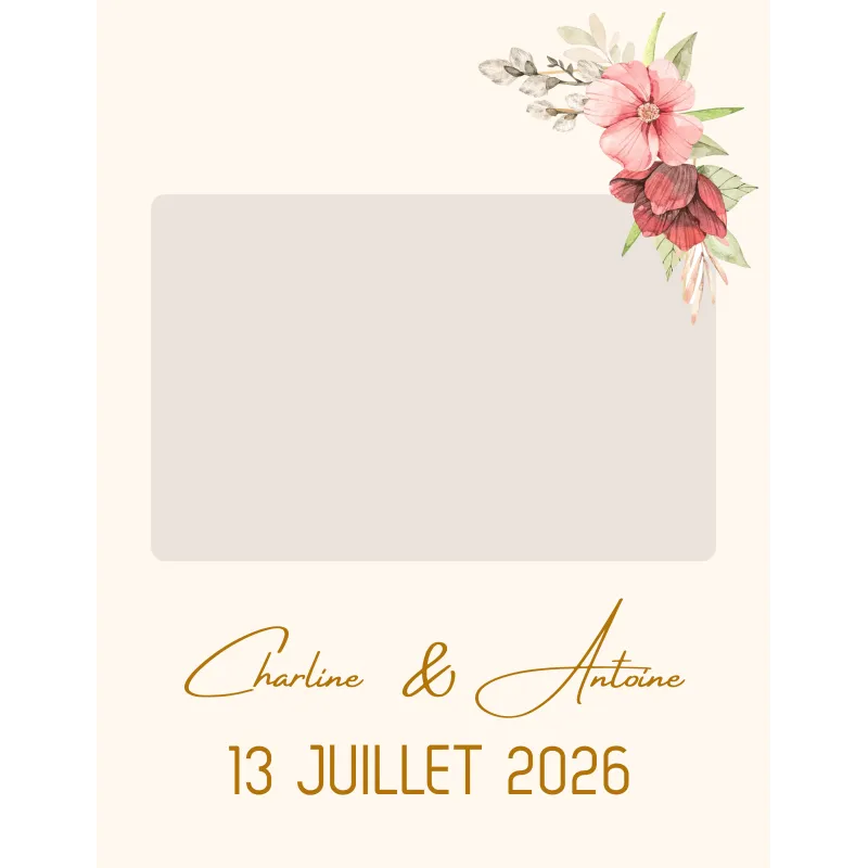 Photobooth mariage Fleurs en or