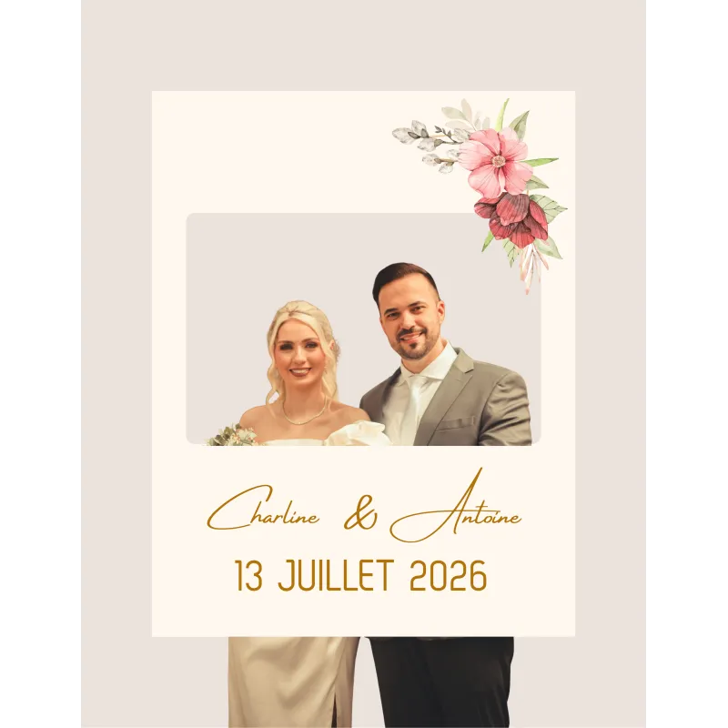 Photobooth mariage Fleurs en or