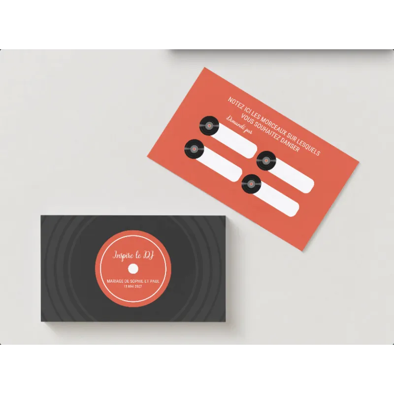 Cartes mariage "Inspire le DJ" - Pack de 25 cartes