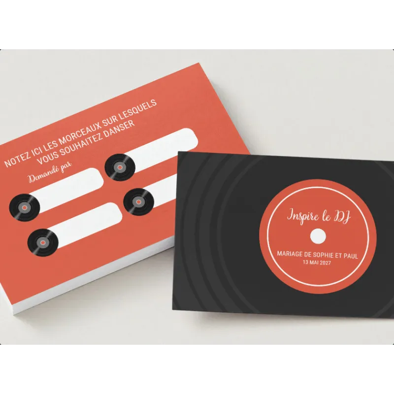Cartes mariage "Inspire le DJ" - Pack de 25 cartes