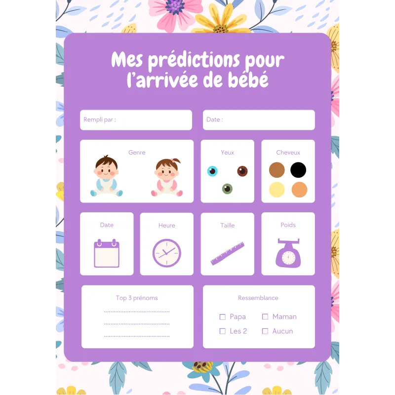 Cartes prédictions - Gender Reveal - Pack de 10 cartes