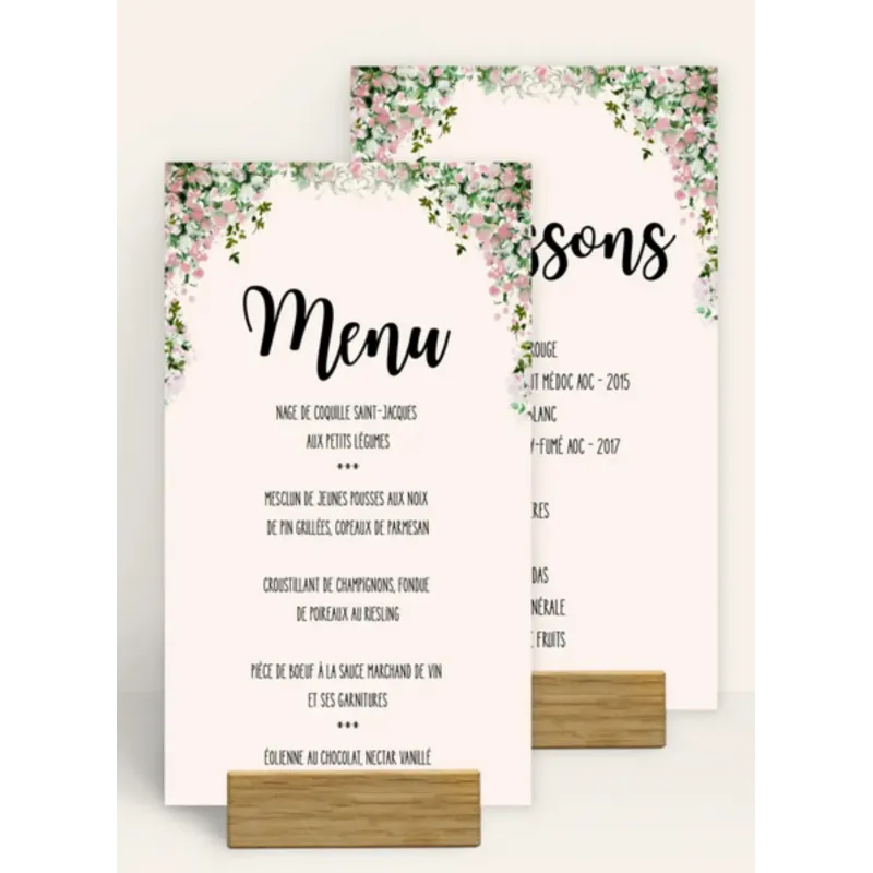 Menu de mariage Aquarelle florale