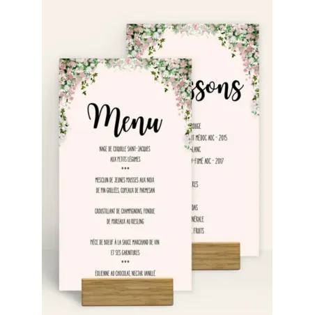 Menu de mariage Aquarelle florale