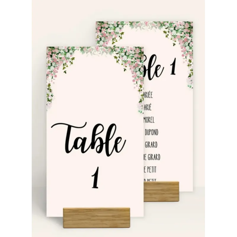 Numéro de table mariage Aquarelle florale