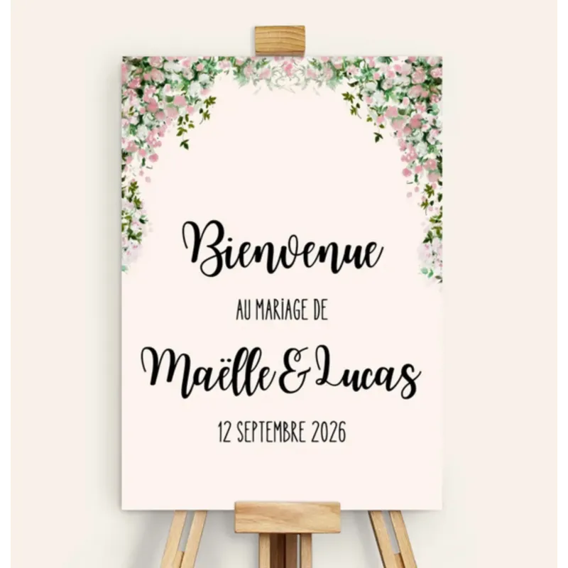 Panneau de bienvenue mariage Aquarelle florale