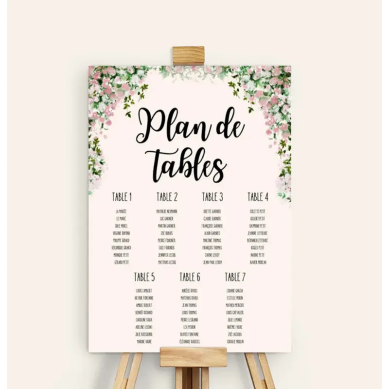 Plan de tables mariage Aquarelle florale