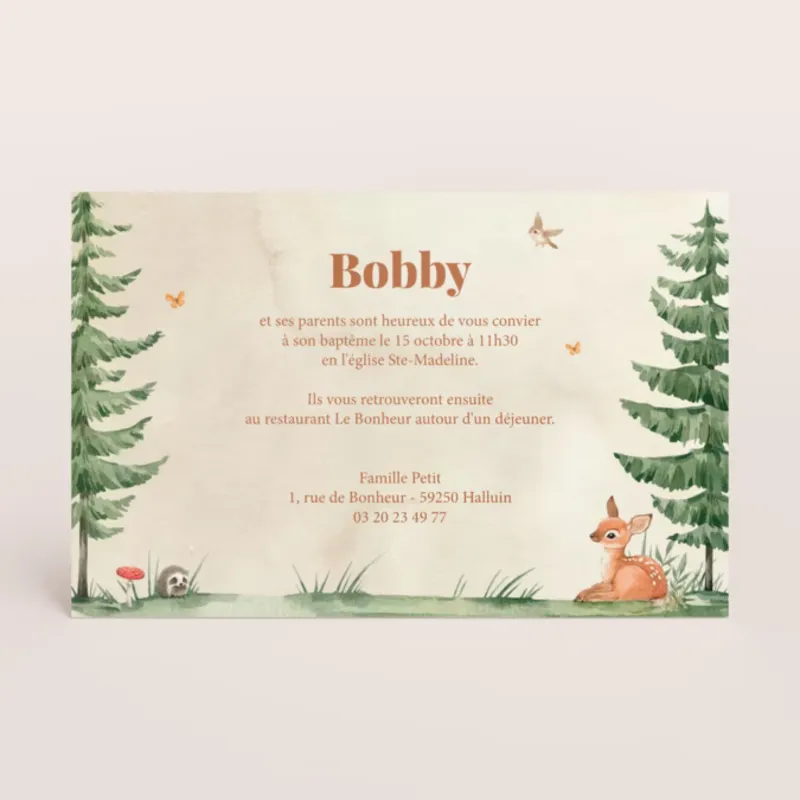 Faire-part de baptême Ourson et compagnie