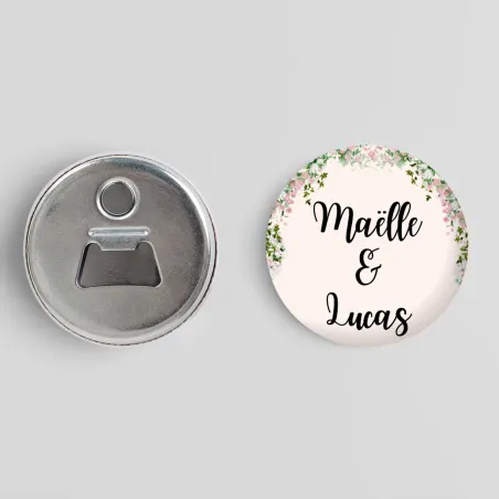 Badge décapsuleur magnétique Aquarelle florale