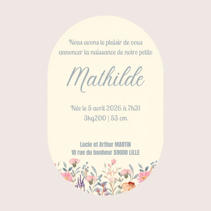 Faire-part de naissance Floraison