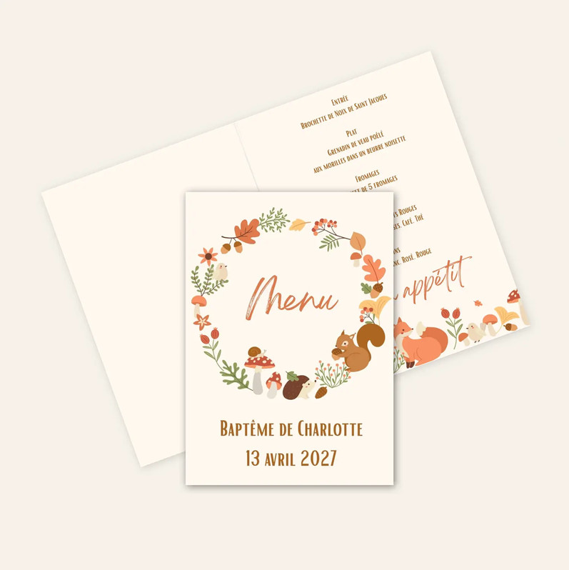 Menu baptême