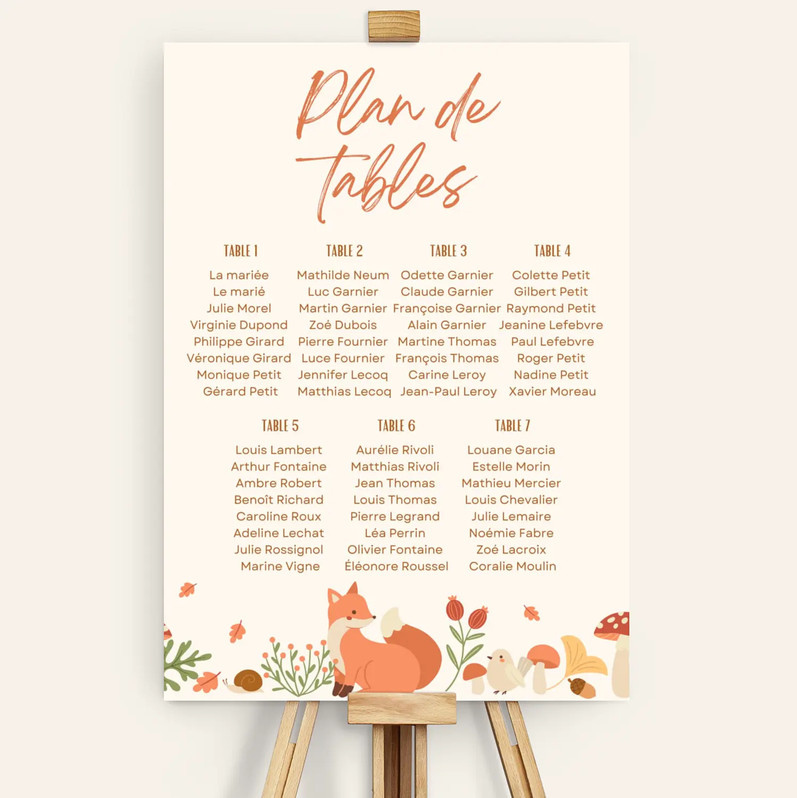 Plans de table baptême